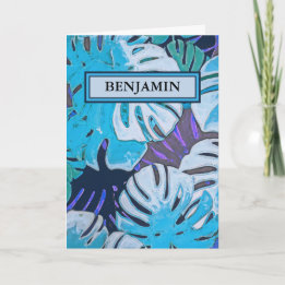 Happy Birthday Blue Watercolor Botanical Custom Karte