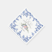 Happy Birthday Blue White Florals Napkins Serviette (Ecke)