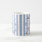 Happy Birthday Blue & White Stripe  Kaffeetasse (Mittel)