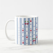 Happy Birthday Blue & White Stripe  Kaffeetasse (Links)