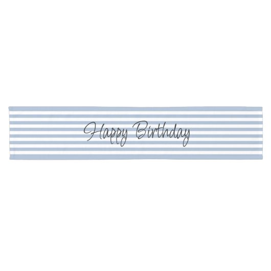 Happy Birthday Blue & White Stripe Tischläufer (Horizontal)