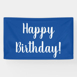 Happy Birthday Blue White Typografy Banner