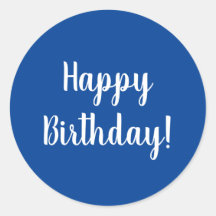 Happy Birthday Blue White Typografy