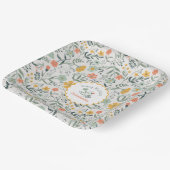 Happy Birthday Blue Yellow Blumen Name Pappteller (Gewinkelt)