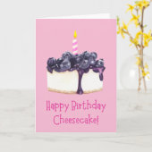 Happy Birthday Blueberry Cheesecake Pink Card Karte (Gelbe Blume)