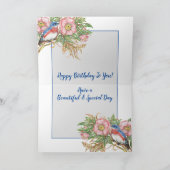 Happy Birthday Bluebird Wasserfarbe Rose Floral Karte (Innenseite)