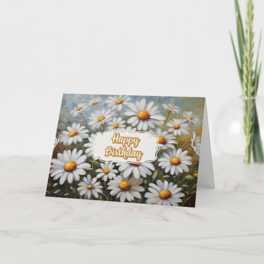 Happy Birthday Blühen Daisy Blume Karte (Vorderseite)