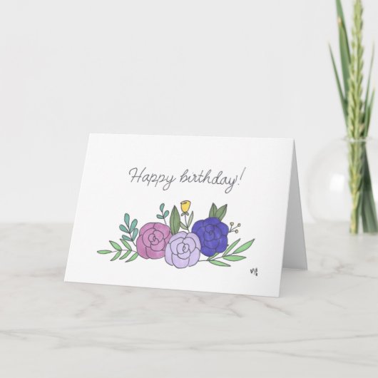Happy Birthday Blume 2 Card Dankeskarte (Vorderseite)