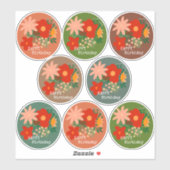 HAPPY Birthday Blume Bouquet Aufkleber 6 Farben (Blatt)