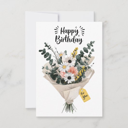 Happy Birthday Blume Bouquet Card | Moderne Blumen (Vorderseite)