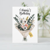 Happy Birthday Blume Bouquet Card | Moderne Blumen (Stehend Vorderseite)