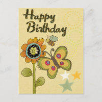 Happy Birthday Blume Butterfly Biene Nature