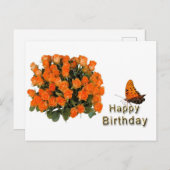 Happy Birthday Blume Butterfly Postkarte (Vorne/Hinten)