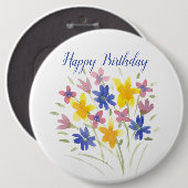 Happy Birthday Blume Button (Vorne & Hinten)