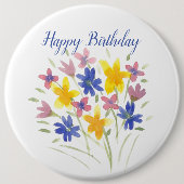 Happy Birthday Blume Button (Vorderseite)