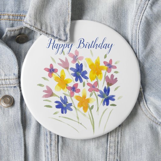 Happy Birthday Blume Button (Beispiel)
