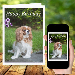 Happy Birthday Blume Cavalier King Spaniel Card Karte