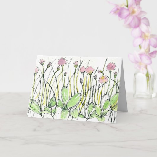 Happy Birthday Blume Field Red Clover Ink Art Karte (Orchidee)