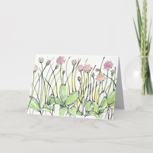 Happy Birthday Blume Field Red Clover Ink Art Karte (Vorderseite)