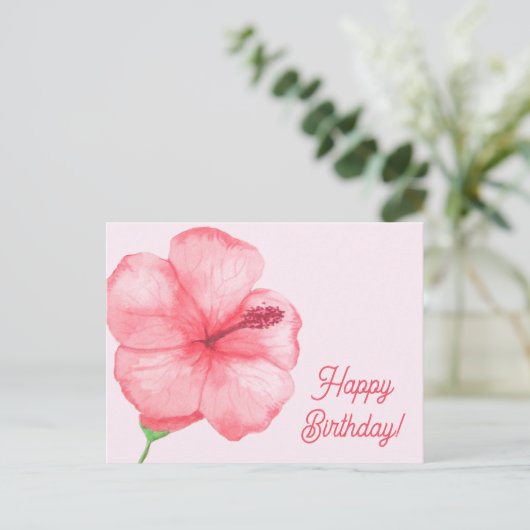 Happy Birthday | Blume für tropischen Hibiskus Postkarte (Stehend Vorderseite)