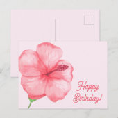 Happy Birthday | Blume für tropischen Hibiskus Postkarte (Vorne/Hinten)