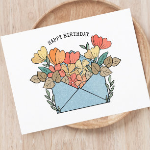 Happy Birthday Blume Illustriert Postkarte