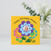 Happy Birthday Blume Retro Postkarte (Stehend Vorderseite)