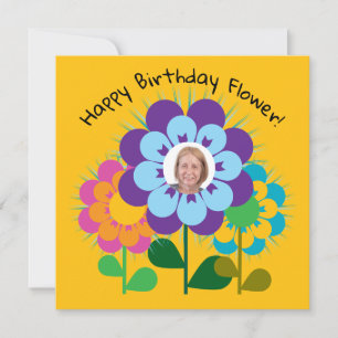 Happy Birthday Blume Retro Postkarte