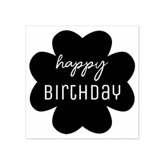 Happy Birthday Blume Silhouette Gummistempel