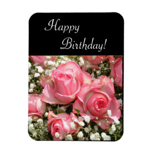 Happy Birthday Blume   Vertikale Karte Magnet