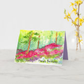 Happy Birthday Blume Wiesen Bäume Wasserfarbe Karte (Gelbe Blume)