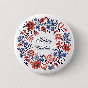 Happy Birthday Blume Zyklus Button