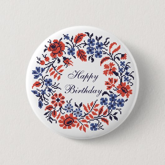 Happy Birthday Blume Zyklus Button (Vorderseite)