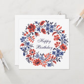 Happy Birthday Blume Zyklus Karte (Vorderseite/Rückseite Beispiel)