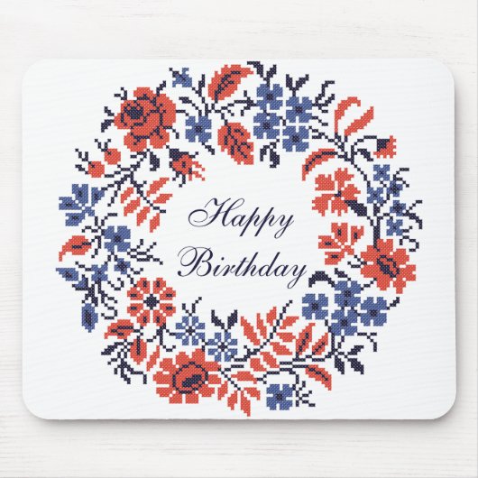 Happy Birthday Blume Zyklus Mousepad (Vorne)