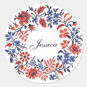 Happy Birthday Blume Zyklus Runder Aufkleber