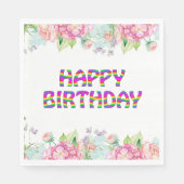 Happy Birthday Blumendesign Serviette (Vorderseite)