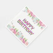 Happy Birthday Blumendesign Serviette (Ecke)