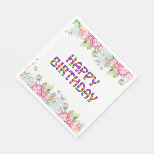 Happy Birthday Blumendesign Serviette (Ecke)