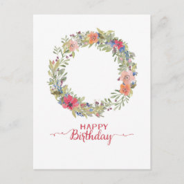 Happy Birthday Blumenkranz Aquarell Postkarte