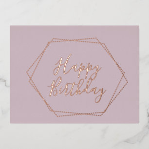 Happy Birthday Blush Frame Pink Foil Pressed Card Folien Feiertagspostkarte