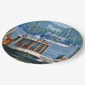 Happy Birthday Boat Pappteller (Schrägansicht)