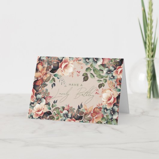 Happy Birthday Boho Garden Floral Champagne Karte (Vorderseite)