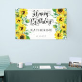 Happy Birthday Boho Sunflowers | Eukalyptus-Party Banner (Messeveranstaltung)