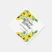 Happy Birthday Boho Sunflowers | Eukalyptus Serviette (Ecke)