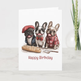 Happy Birthday Bonjour French Bulldogs Karte