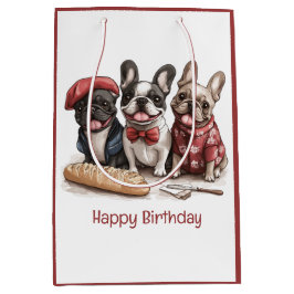 Happy Birthday Bonjour French Bulldogs Mittlere Geschenktüte