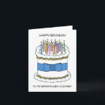 Happy Birthday Bonus Brother Karte<br><div class="desc">Ein großer weißer Geburtstagskuchen mit hellen Kerzen und einem blauen Bogen um ihn herum. Die Worte "Glücklichen Geburtstag zu meinem wunderbaren Bonusbruder" begleiten das Bild.</div>