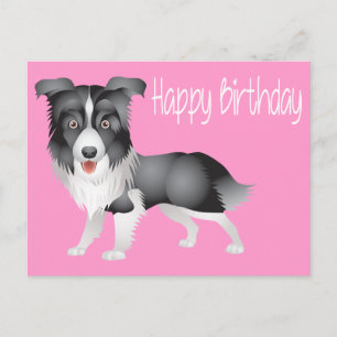 Happy Birthday Border Collie Puppy Dop Card Postkarte