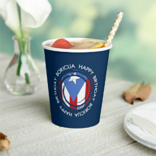 Happy Birthday Boricua Thema, Puerto Rico Pappbecher